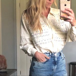 Vintage Western Collared Embroidered Button Up